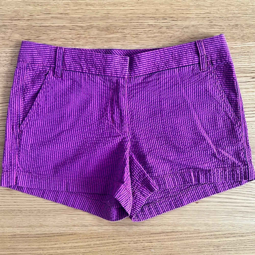 JCREW  Womens Seersucker Shorts Magenta and Navy Stripe Size 6